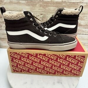 Vans Filmore Hi High Top Suede Chocolate Sherpa Sneakers Shoes Women's 9.5 New
